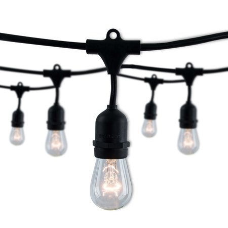 BULBRITE 48 ft. Plug-in Edison Bulb S14 Vintage Style LED Black String Light w/15 sockets-Bulbs included 812482